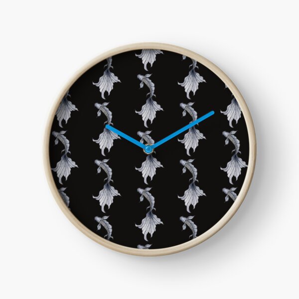 Poisson ligne fine noir et blanc - Noir Horloge