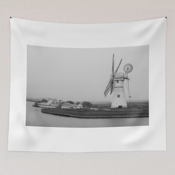 Item preview, Black and white Thurne Mill designed and sold by cdkphotos.