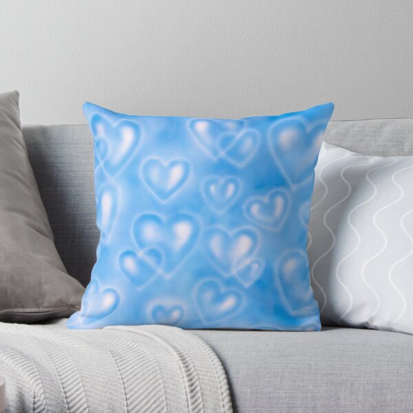 BLUE 90S HEART BACKDROP Throw Pillow