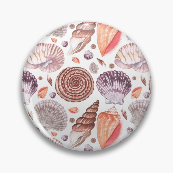 Item preview, seashell illustrations in warm colors seamless pattern. designed and sold by linagaiaart.