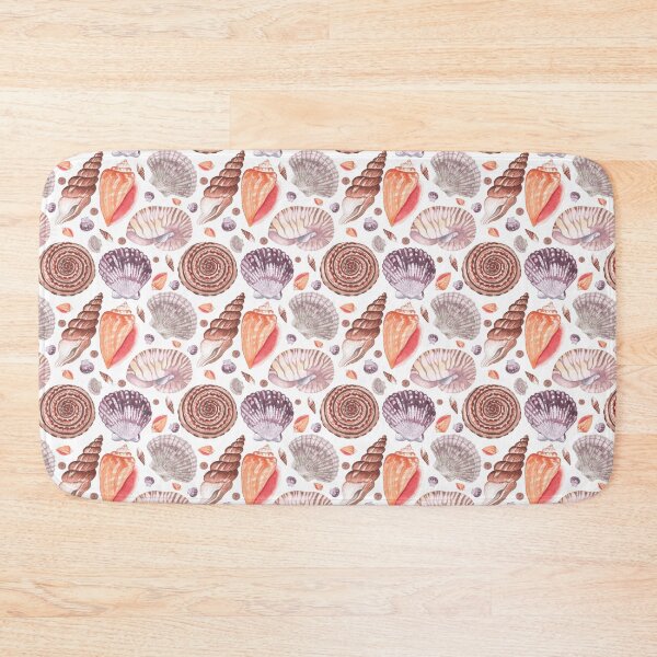 Item preview, seashell illustrations in warm colors seamless pattern. designed and sold by linagaiaart.