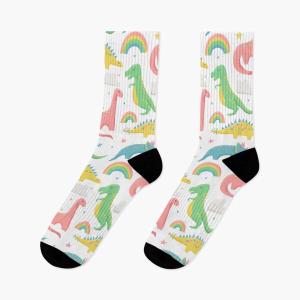Item preview, Dinosaurs + Rainbows in Pink  designed and sold by latheandquill.