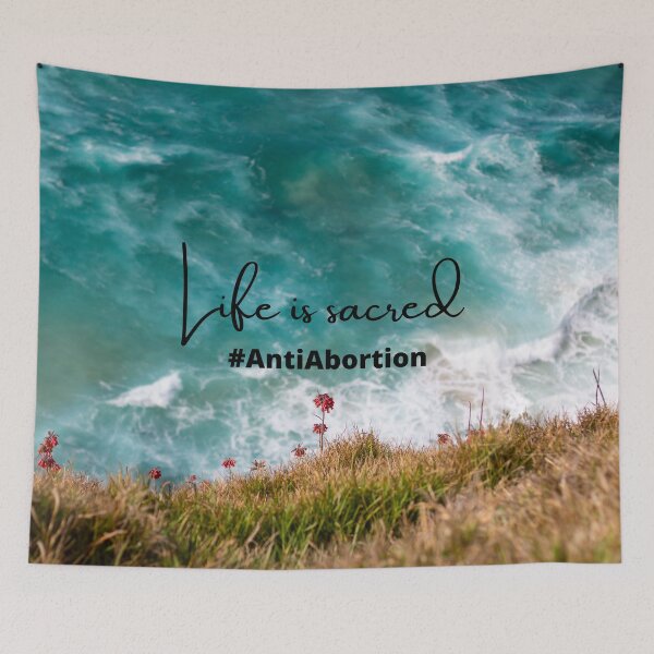 Item preview, Life Is Sacred #AntiAbortion Beach Meadow Background designed and sold by ChristianCoding.