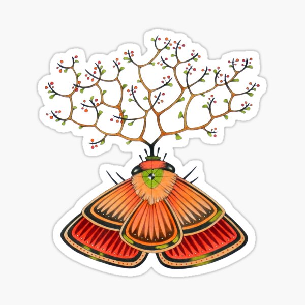 tree - moth (original sold) Sticker
