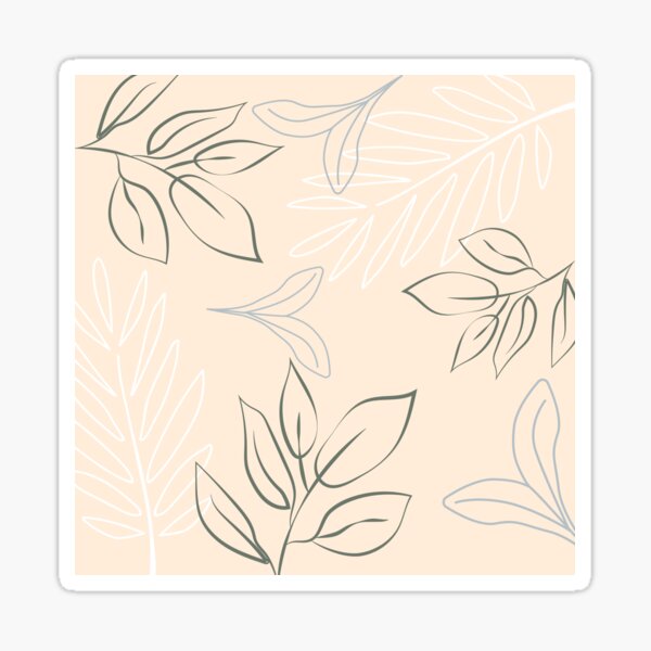 Yellow Green and Grey Leaf Print Sticker