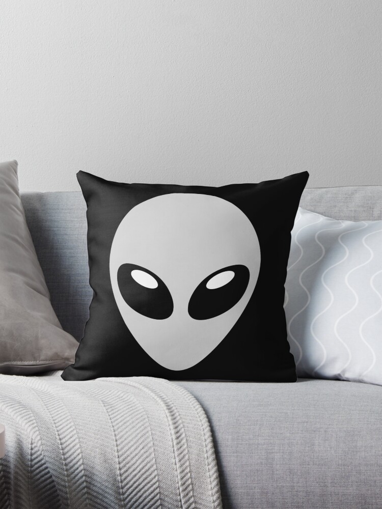 Cartoon Space Alien Head Pillow for Sale by SpaceAlienTees Redbubble