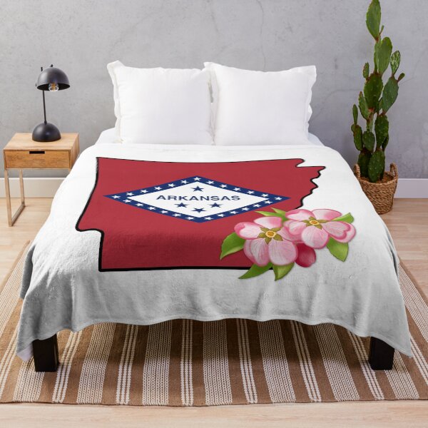 Item preview, State of Arkansas Flag with State Flower Apple Blossom designed and sold by Gsallicat.