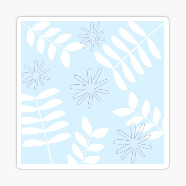Light Blue Leaf Pattern Sticker