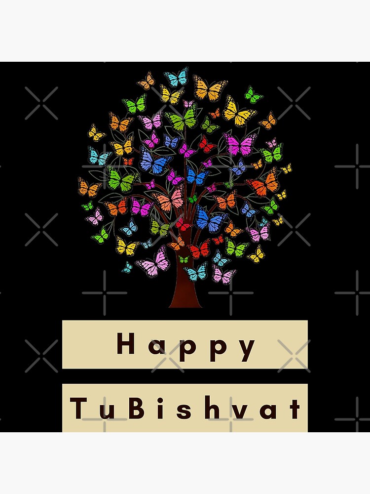 "Happy Tu Bishvat/Tu B'Shevat Day - Black " Poster For Sale By ...