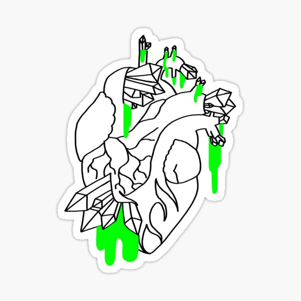 Green Crystal Heart Sticker