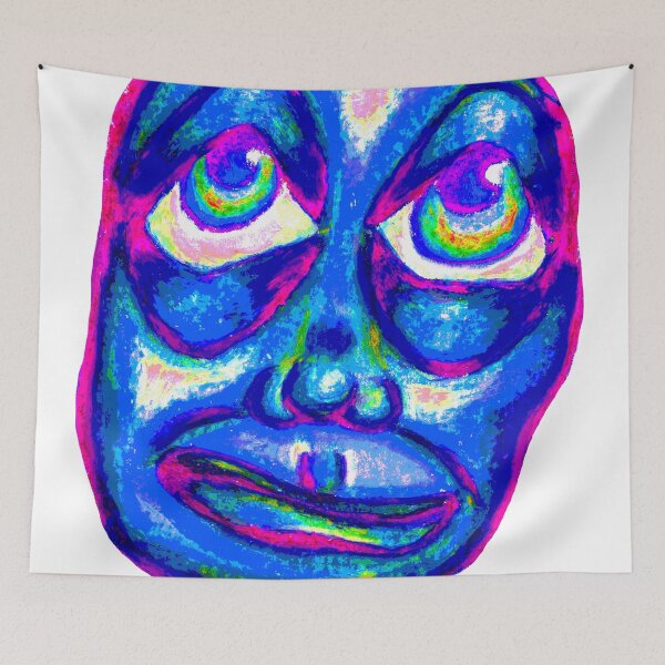 Item preview, colorful abstract psychedelic face in oil pastel  "again" designed and sold by Grace Behler.