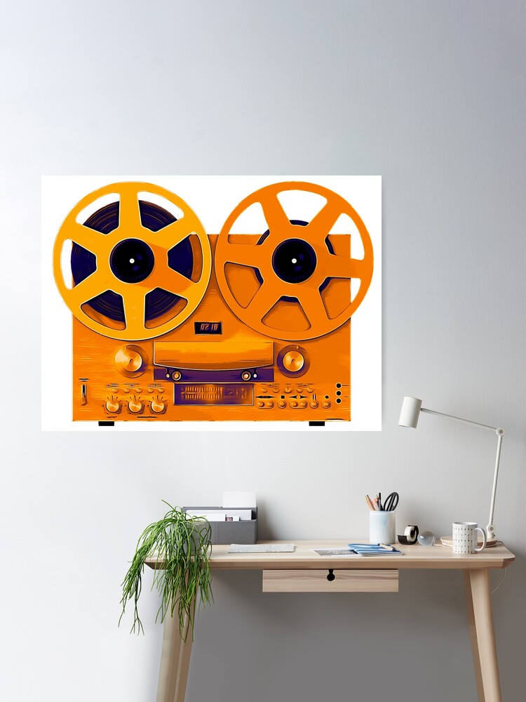 Reel to Reel track vintage tape recorder Orange version Poster for Sale  by PeterADesign