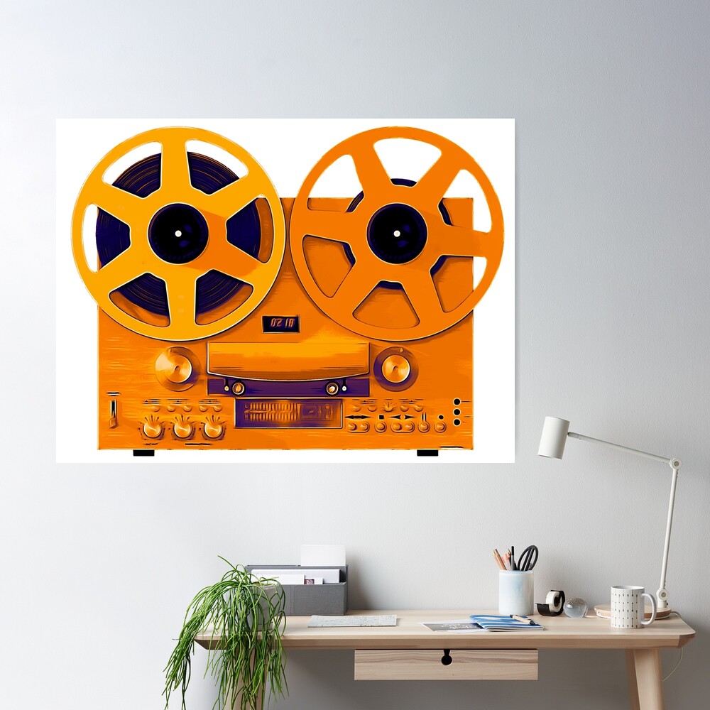 Reel to Reel track vintage tape recorder Orange version Poster for Sale  by PeterADesign