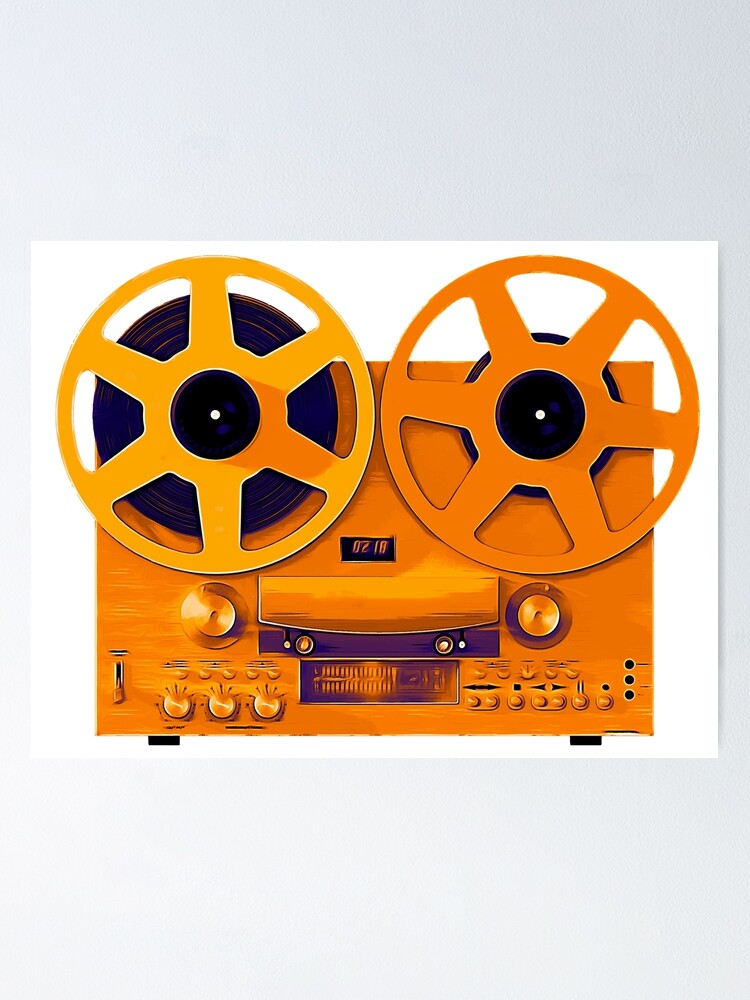 Reel to Reel track vintage tape recorder Orange version Poster