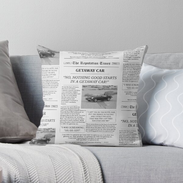Getaway Car Newspaper Throw Pillow