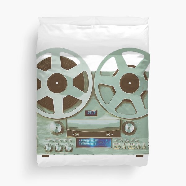 Reel to Reel track tape recorder - vintage Green version Duvet Cover