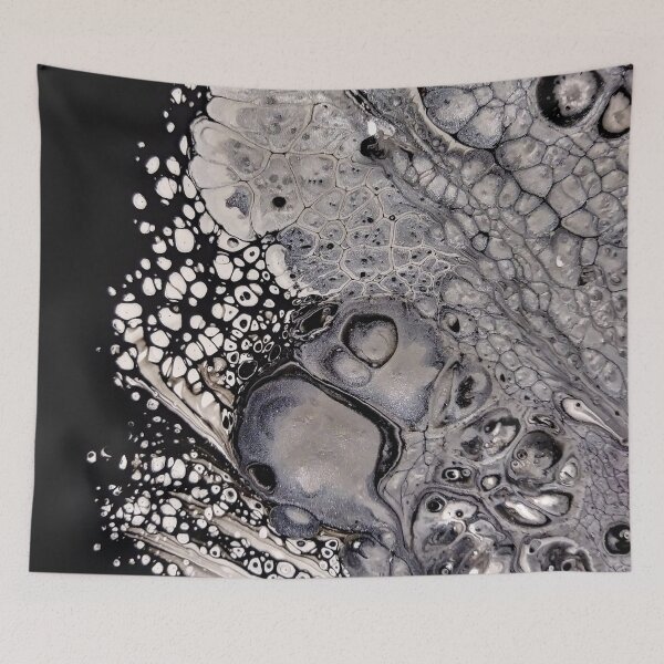 Item preview, Black white and silver abstract pour  designed and sold by Jennykies.
