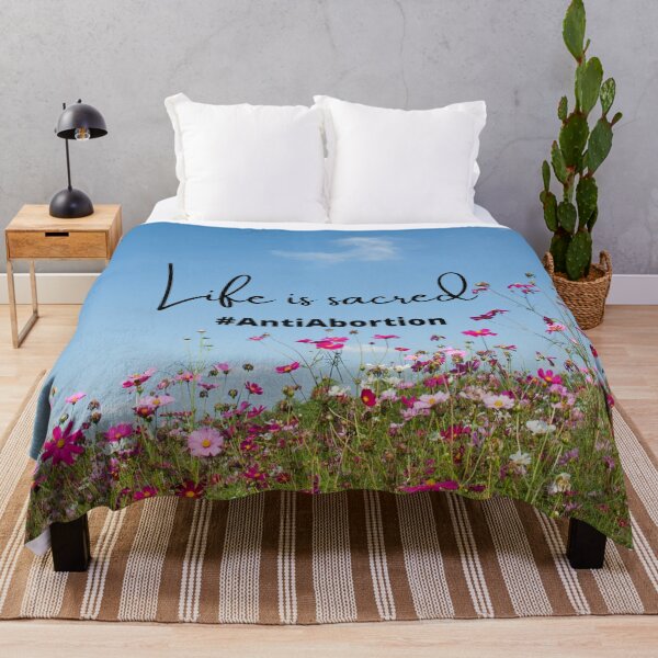 Item preview, Life Is Sacred #AntiAbortion Pink Meadow Background designed and sold by ChristianCoding.