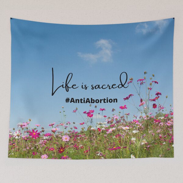 Item preview, Life Is Sacred #AntiAbortion Pink Meadow Background designed and sold by ChristianCoding.