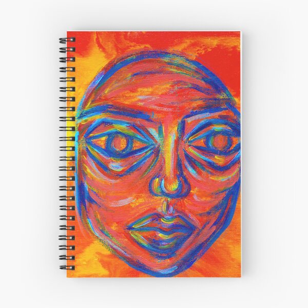 Item preview, Abstract colorful acrylic portrait over poured paint "focus" designed and sold by Grace Behler.