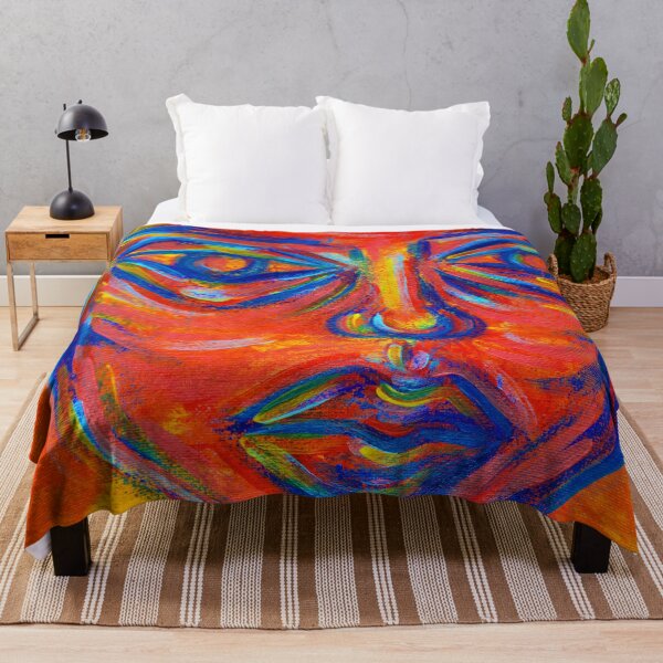 Item preview, Abstract colorful acrylic portrait over poured paint "focus" designed and sold by Grace Behler.