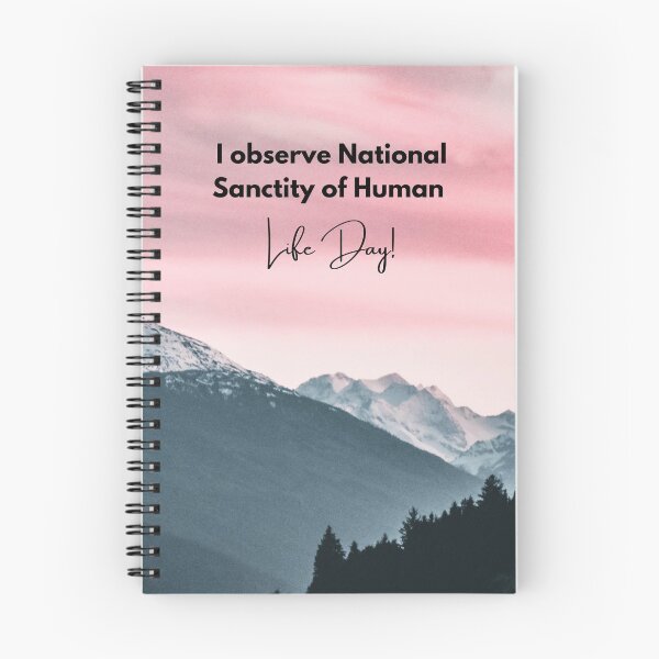 Item preview, I Observe National Sanctity of Human Life Day! Pink Sunset Mountain Background designed and sold by ChristianCoding.