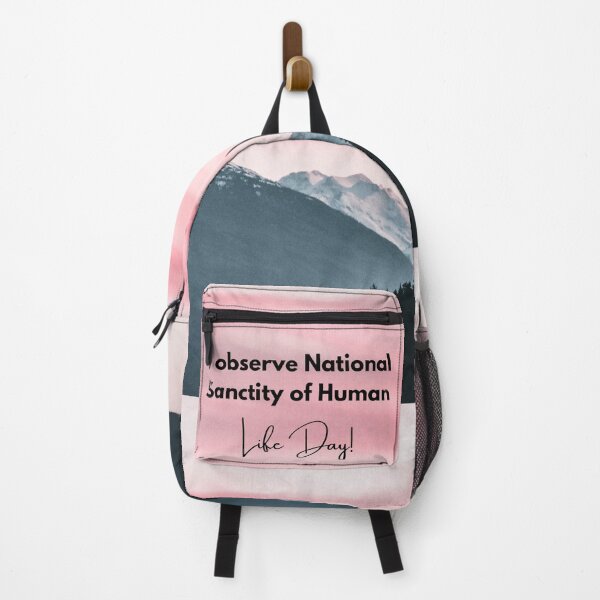 Item preview, I Observe National Sanctity of Human Life Day! Pink Sunset Mountain Background designed and sold by ChristianCoding.