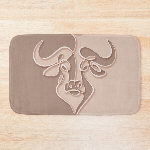 Item preview, Minimalistic Continuous Line Bull Portrait with 3d effect (dusty rose and tan colorblock) designed and sold by lissantee.