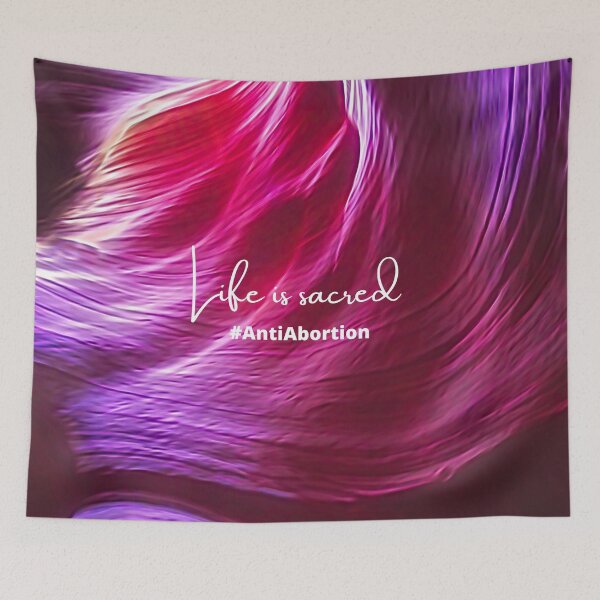 Item preview, Life is Sacred #AntiAbortion Silky Rose-Color Sand Cave Background designed and sold by ChristianCoding.