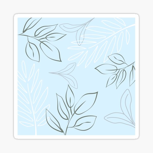 Blue Green and Grey Leaf Print Sticker