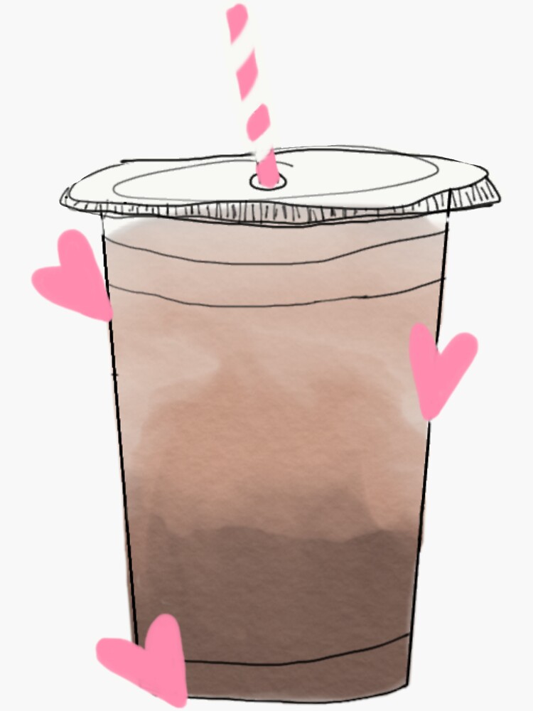 Thumbnail 3 of 3, Sticker, Iced Coffee Love Hearts designed and sold by oliviaackermann.