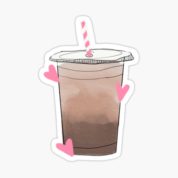 Iced Coffee Love Hearts Sticker