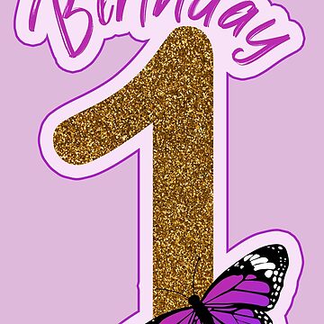 Pink and golden glitter butterfly birthday 1 year Photographic Print for  Sale by Between-clouds