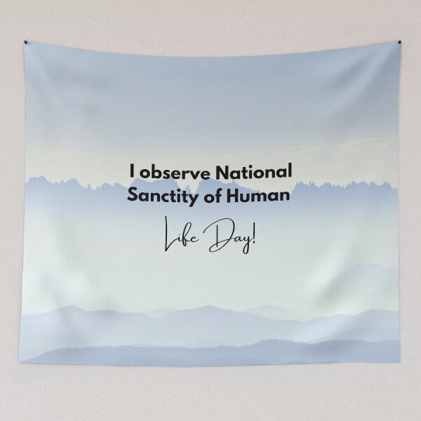 Item preview, I Observe National Sanctity of Life Day! Baby-Blue Mountains Background designed and sold by ChristianCoding.