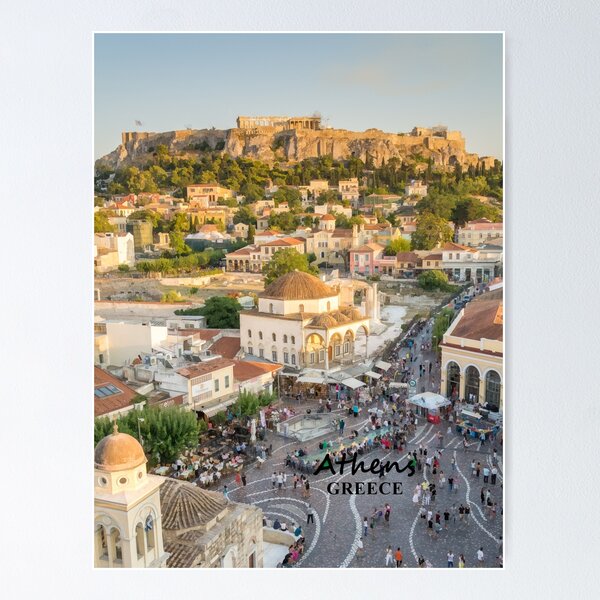 Athens, Greece - Iconic Monastiraki Square - Acropolis Background Poster