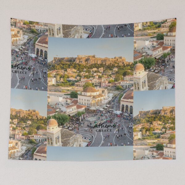 Item preview, Athens, Greece - Iconic Monastiraki Square - Acropolis Background designed and sold by leemcnut.