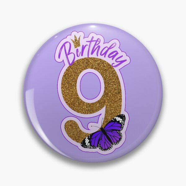 Aperçu de l'œuvre Anniversaire de papillon violet et doré pailleté 9 ans créée et vendue par Between Clouds.