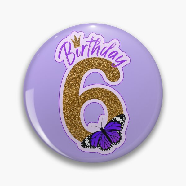 Aperçu de l'œuvre Anniversaire papillon violet et doré pailleté 6 ans créée et vendue par Between Clouds.