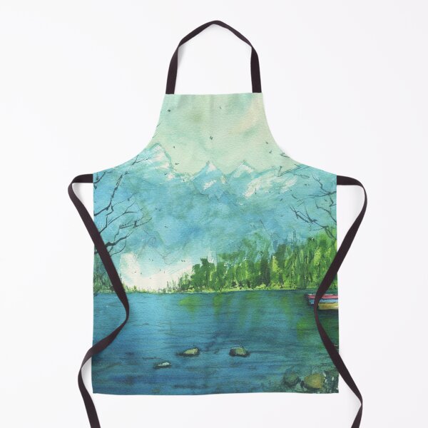Item preview, Boats and Mountains Landscape Painting designed and sold by darrenyeoart.