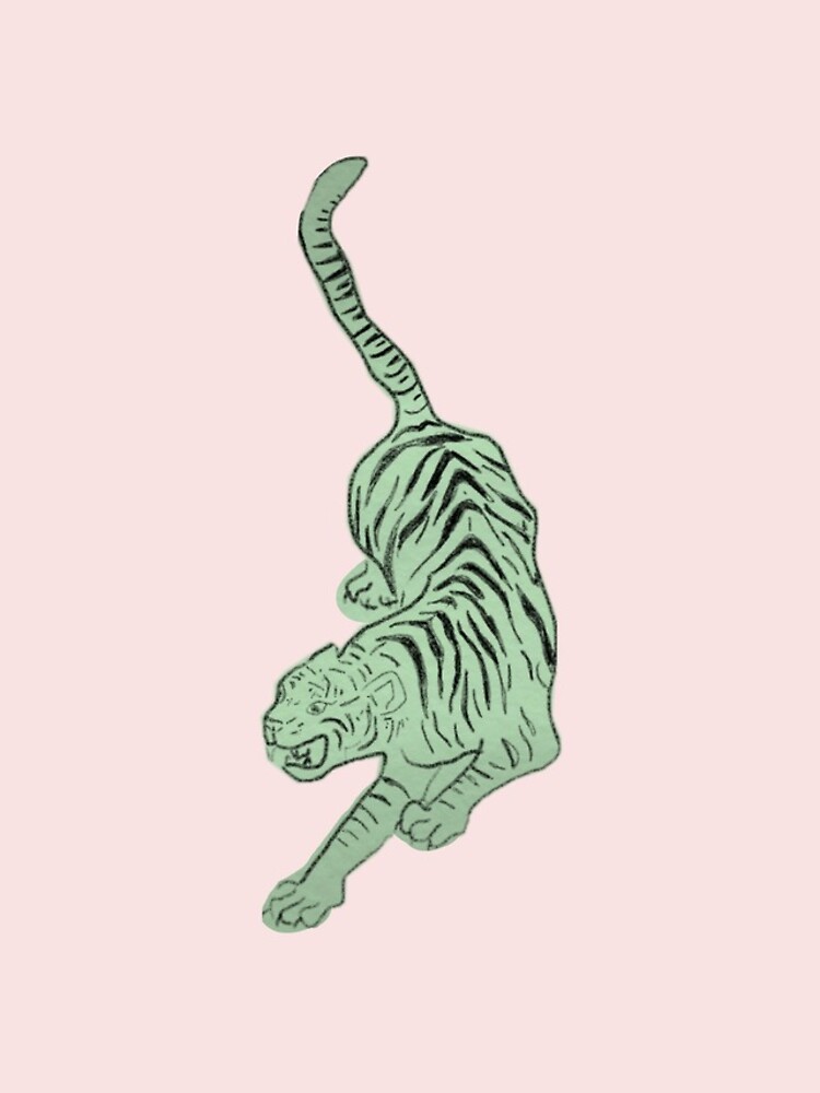 Thumbnail 4 of 4, iPhone Case, Tiger Sticker Sage Green designed and sold by oliviaackermann.
