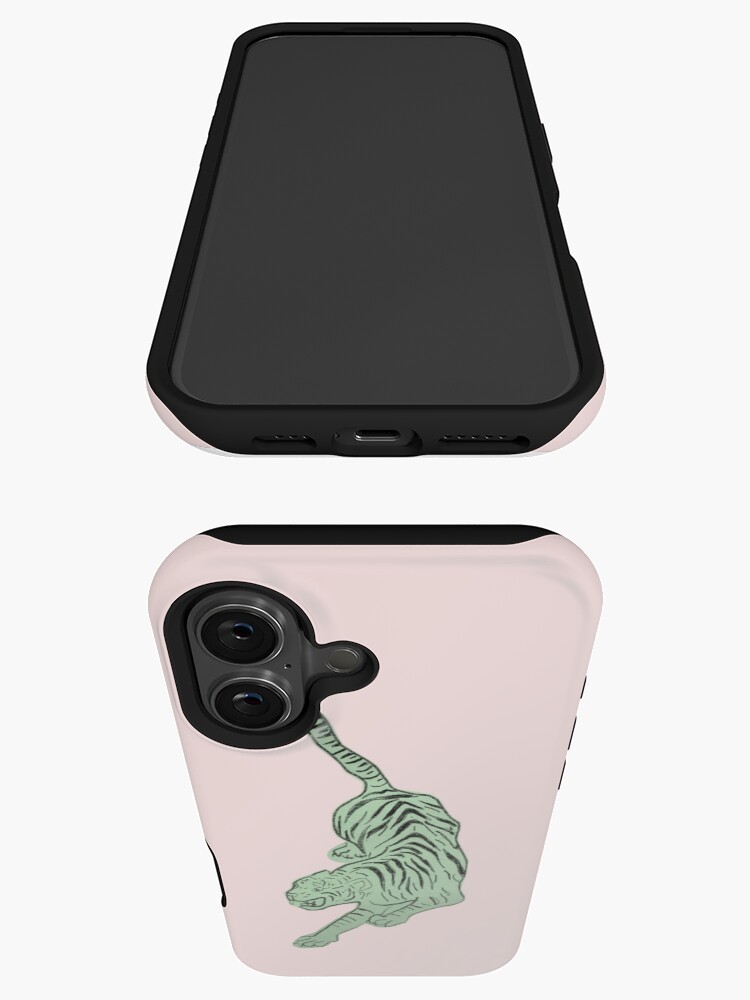 Thumbnail 3 of 4, iPhone Case, Tiger Sticker Sage Green designed and sold by oliviaackermann.