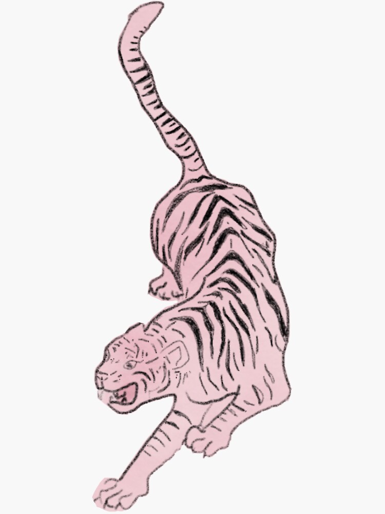 Thumbnail 3 of 3, Sticker, Tiger Sticker Pink designed and sold by oliviaackermann.