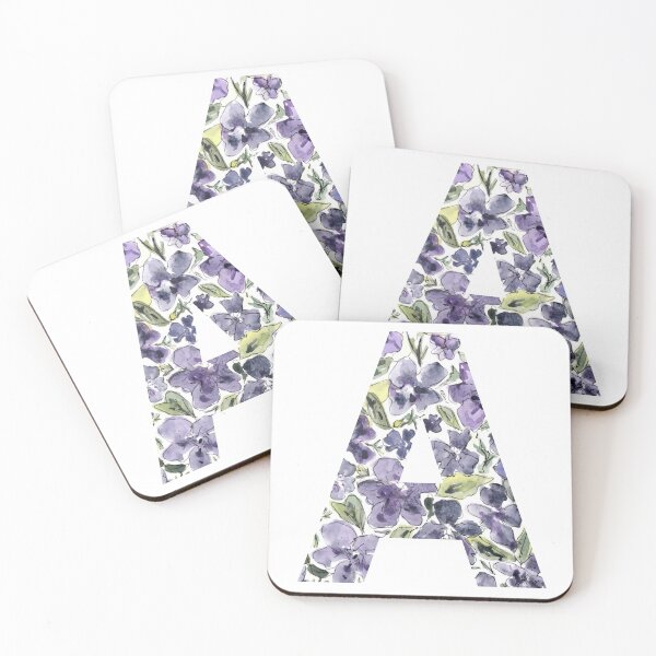 Item preview, Watercolor Purple Flowers Letter A designed and sold by vicnat.