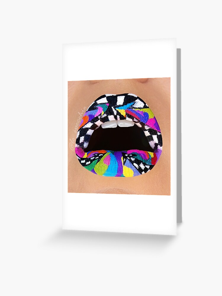 Rainbow rhinestones lip art | Sticker