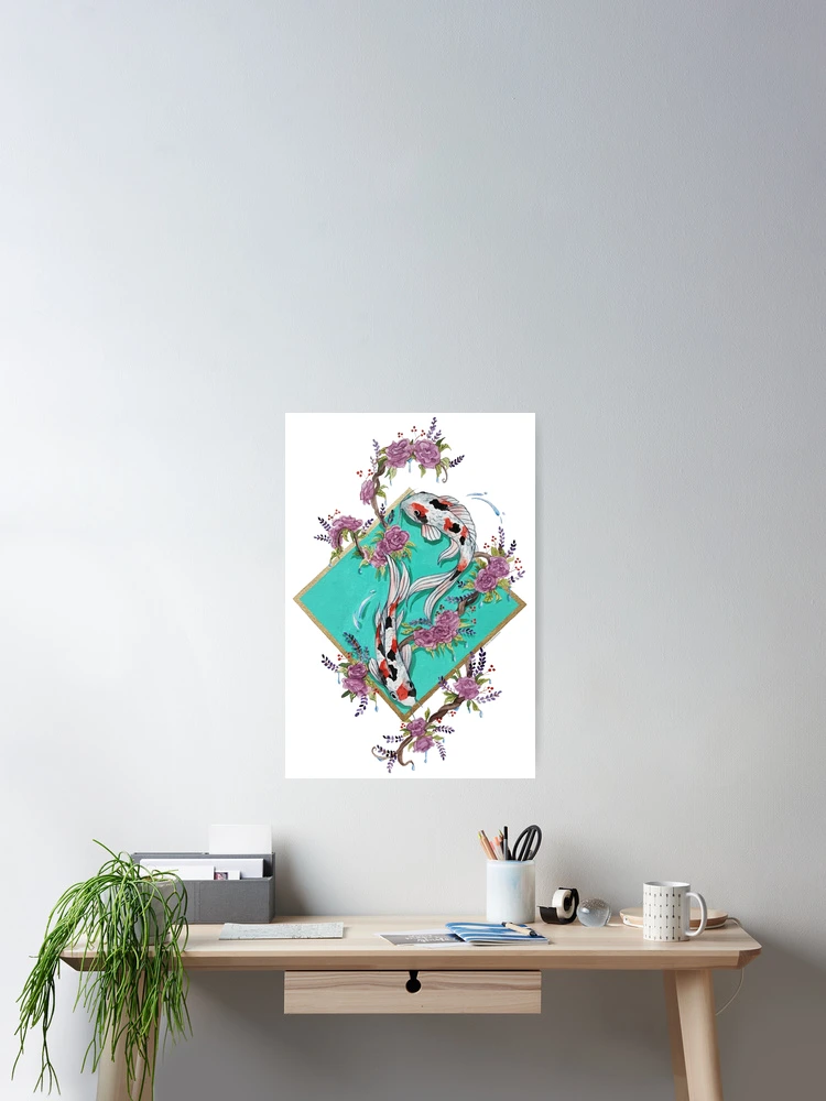 Thumbnail 2 of 3, Poster, Koi and Roses designed and sold by RianneArt.
