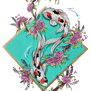 Artwork thumbnail, Koi and Roses by RianneArt