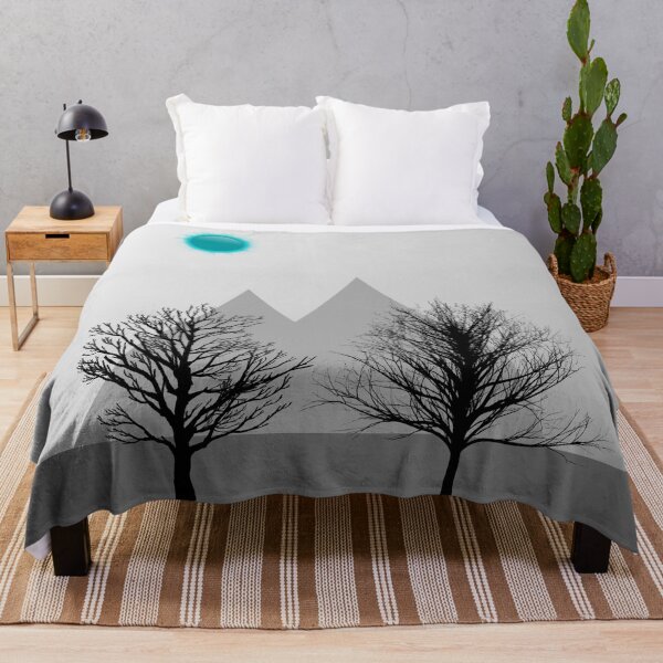 Item preview, Dead Land with Gradient Sky, Gray Ground and Mountains, Black Trees, and Blue Sun designed and sold by ShaunSandhu.