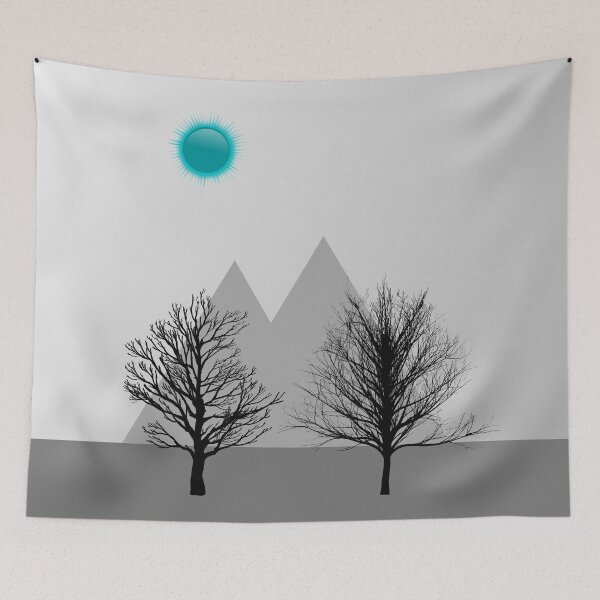 Item preview, Dead Land with Gradient Sky, Gray Ground and Mountains, Black Trees, and Blue Sun designed and sold by ShaunSandhu.