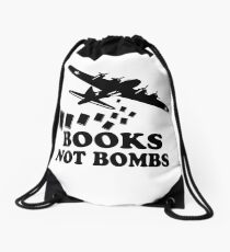 Funny Books Not Bombs Drawstring Bag