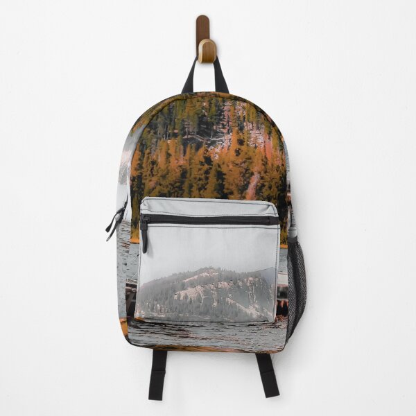 Item preview, Boat on the lake with pine tree and mountain view background at Mammoth Lakes California USA designed and sold by Mrvell.